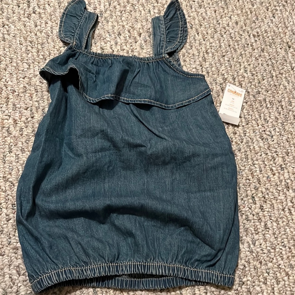NWT Gymboree denim tank with ruffle and ruching.
